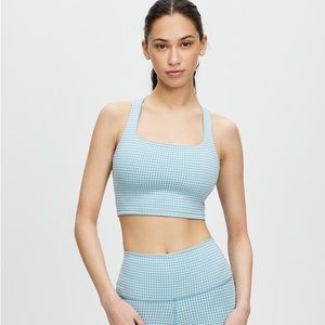 Nike Yoga Dri-FIT Crop Gingham Workout Set blue